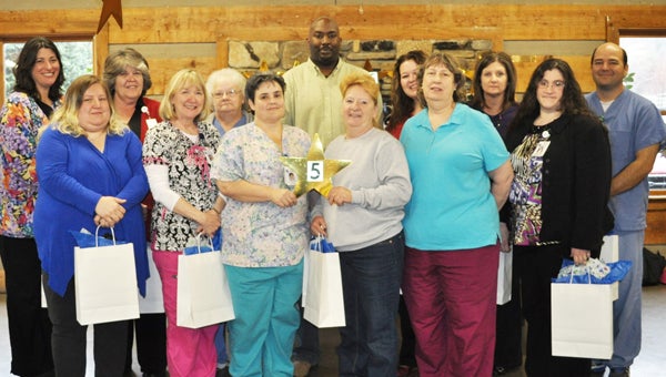 Five year employees pictured are: front row – Karen McGibbon, Sonja Lucas, Kathy Mahle, Dorothy Schell, Sandra Cannon, Brandi Owens; back row – Allison Price, Wanda Harris, Carolyn McAbee, Sam Etheredge, Kimberly Vaughn, Sharon Stockman and Todd Collson. (photo submitted)