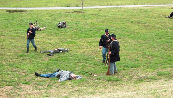 The battlefield is lined with casualties from both sides during Harmon Field Heritage Days. This year the event will take place March 21-24 with educational days Thursday and Friday and public days Saturday and Sunday. (photos submitted by Lorna Deaver)