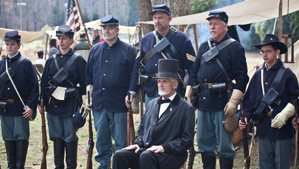Chet Damron portrayed Abraham Lincoln for the hundreds of students and adults who experienced Harmon Field Heritage Days last week. Full story on page 6. (photo submitted by Doug Nickau)
