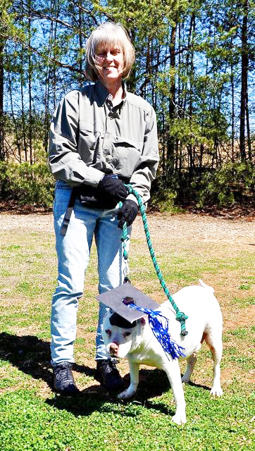 Foothills Humane Society (FHS) recently began a Volunteer Recognition Program. The recognition is based on service hours worked, and winners are ranked by Gold, Silver and Bronze. Pictured here is Shirley Johnson, the gold winner for the months of January and February. She is shown with Pearl, an adoptee at the FHS animal shelter. With Johnson’s help, Pearl just graduated from Canine Good Citizens training program at FHS. This is even more impressive knowing that Pearl is deaf. The silver winner was Christine Hatfield and the bronze winner was Susan Warner. If you have an interest in volunteering at FHS, call Michelle Ledbetter, volunteer coordinator at 863-4444 or go online for more information at www.foothillshumanesociety.org. (photo submitted by Joyce Cox)