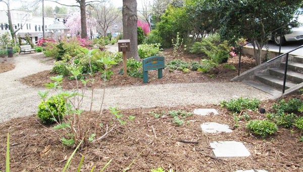 The Depot Garden is owned by the Town of Tryon and maintained by the Tryon Garden Club since 1948. The Tryon Garden Club recently received a donation of mulch from Henson’s, Inc. to prepare the beds for spring and summer planting. (photo submitted by Wyndy Morehead)