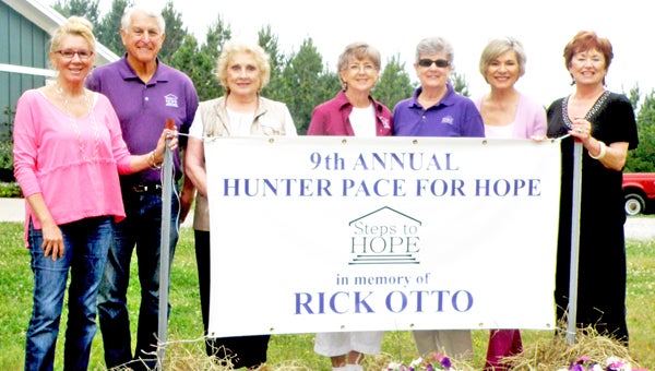 Heavy rain in April has forced the postponement of Steps to HOPE 10th annual Hunter Pace for HOPE, previously scheduled to take place on May 5 at Greenspace and Golden Hills of Fairview in Landrum. The new date for the pace is Sunday, May 19 from 9 a.m. – 2 p.m. at the same location. For more information, visit www.WCHPace.org or call 894-2340. Shown are supporters at last year’s Hunter Pace for HOPE, from left, sponsor Patty Otto; board members Larry Wassong, Elaine Belk and Pat Sutphin; Steps to HOPE Executive Director Rachel Ramsey; board members Helen Gilbert and Lynn Kirkwood. (photo by Debra Backus)