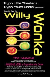Tryon Little Theater’s poster for Roald Dahl’s “Willy Wonka” production which runs July 18-21. (photo submitted)
