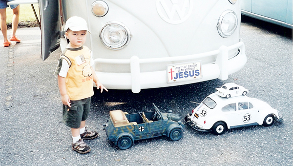 Two-year-old Jacob Pittman enjoyed the antique car show at the eighth-annual Green Creek Heritage Festival on Sept. 9, 2006. Pittman will be 9 years old this year. (photo by Opal Sauve)