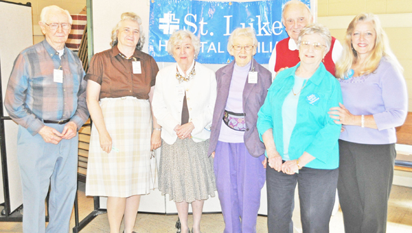 A sincere appreciation is extended to all volunteers who share their time and talents so willingly on behalf of St. Luke’s Hospital. St. Luke’s Hospital volunteers were recently honored at a special luncheon. The following volunteers have completed five years of service: Evelyn Bradley, Jay Burdue, Honor Calloway, Janet Cannon, Gayle Cook, Ed Daws, Jeane Helms, Chuck Huneycutt, Leo Tarpley, Lulu Walker, Peggy Wyllie. Pictured: Leo Tarpley, Lulu Walker, Jeane Helms, Evelyn Bradley, Janet Cannon, Chuck Huneycutt and Gayle Cook.