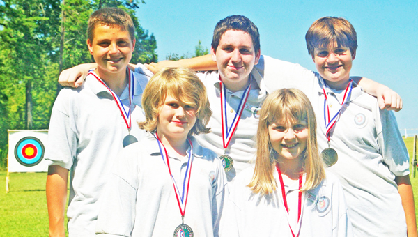 Winners from the Green Creek Archery JOAD Club are back, left to right, Rick Burney, Matthew Loman and Phil Burney; front, left to right, are Josh Streacker and Rachel Roberson. (photo submitted)