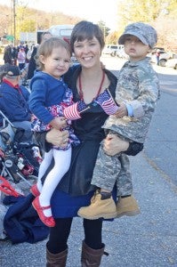 Dana Threlfall's husband, Grant, is stationed in Afghanistan, and she brought her children, Kyleigh and Gorden, to the parade. 