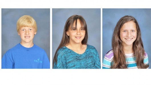 Dalton Lucas - sixth grade, McKenna Israel - seventh grade, Kimberly Raber - eighth  grade
