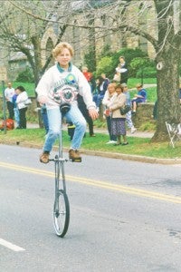 Megan Proffitt, then 10-year-old niece of Becky McCall, rides a unicycle at Super Saturday 1993.  The Children’s Theater Festival presents Super Saturday, a day of the arts for children, every year in March.  This year’s festival is Saturday, March 15 from 9:30 a.m. to 3:30 p.m. on and around Melrose Avenue in Tryon.  The box office will be open Wednesday, Thursday and Friday at the Tryon Fine Arts Center until the big day from 10 a.m. to 4 p.m. and tickets are still available.  Visit www.tryonsupersaturday.org for more information.