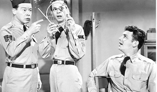 The 1958 comedy “No Time for Sergeants” starred Andy Griffith (right), Don Knotts (center) and Myron McCormack (left). The comedy classic will run Tuesday April 8 at 7 p.m. at the Tryon Fine Arts Center.  (photo submitted by Marianne Carruth) 