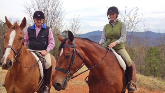 Pictured Left to Right: Rick Webel and Becky Barnes take home first place in the Trail Rider division for Tryon Hounds members. (photo by Jim Sumrell) 