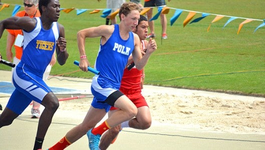 Sean Doyle leads Polk 4x800 Relay at NCHSAA 2A State Championships, Polk posted new school record 8:14.49. 