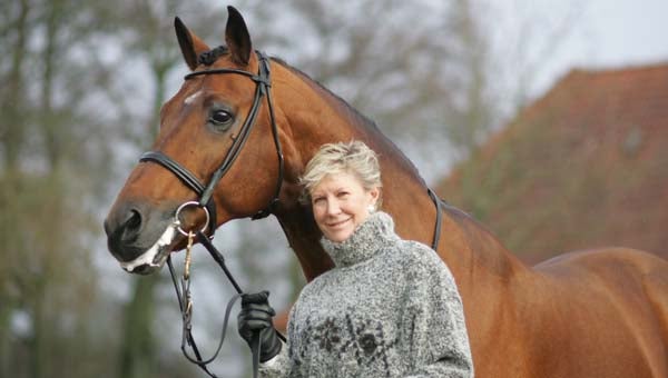 Karin Offield with her international dressage horse, Lingh. (Gabriele Boiselle photo)