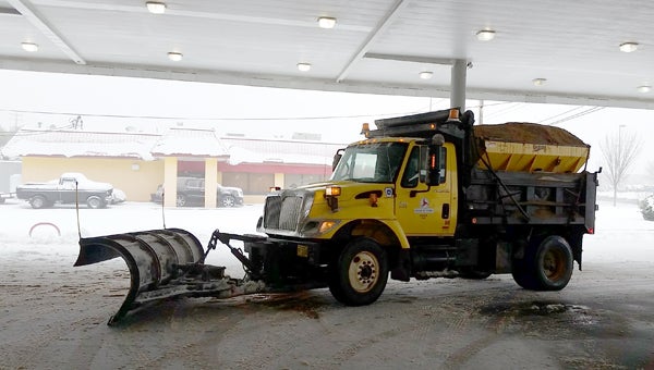 N.C. Department of Transportation snow plow seen in Columbus Friday afternoon. (photo by Leah Justice)