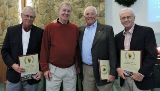 Retiring Glassy Mountain Fire Department commissioners honored: (Left to right) David Vaughn, Landrum; Dennis Geagan, Landrum; Richard Dusa, Travelers Rest and Dwight Hammack, Tigerville.