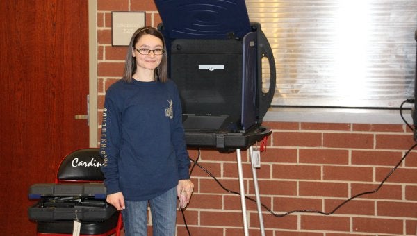 Kelli Ankney, 18, voted for the first time Saturday, at the Landrum High School precinct. (Photo by Claire Sachse)