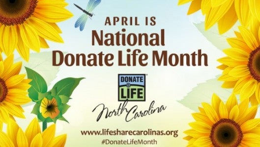 Currently, 52 percent of the U.S. adult population has registered as a donor, including nearly five million in North Carolina.