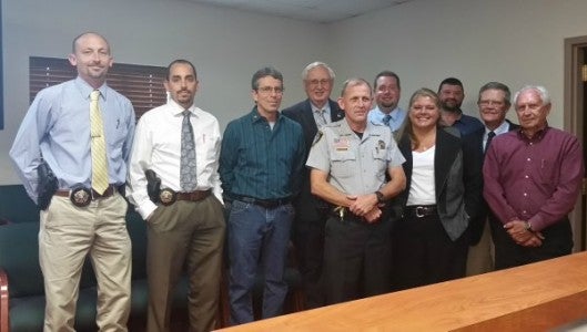 The Polk County Board of Commissioners thanked and recognized the Polk County Sheriff’s Office during its Monday, May 23 meeting after the county received a letter from Dirty Dancing producers thanking the sheriff’s office for their work while filming in the county. (Photo by Leah Justice) 